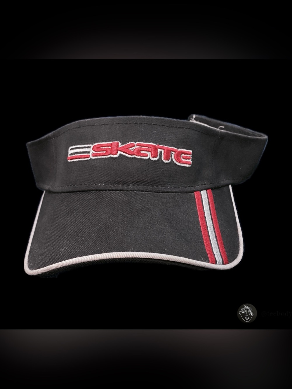 VTG Y2K Bio-Domes Headgear E-Skate Embroidered Sun Visor Hat NWT Black Red